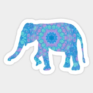 Mandala Painted Elephant Pink Teal and Blue Sticker